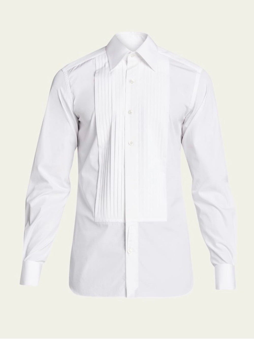 Men's White Pleated Slim Fit Front Dress Shirt - NWT, size L or XL